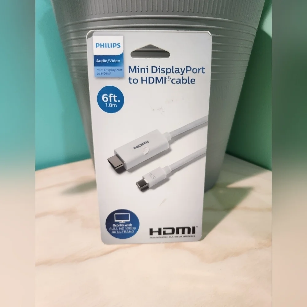 New Philips White HDMI Cable 6ft
